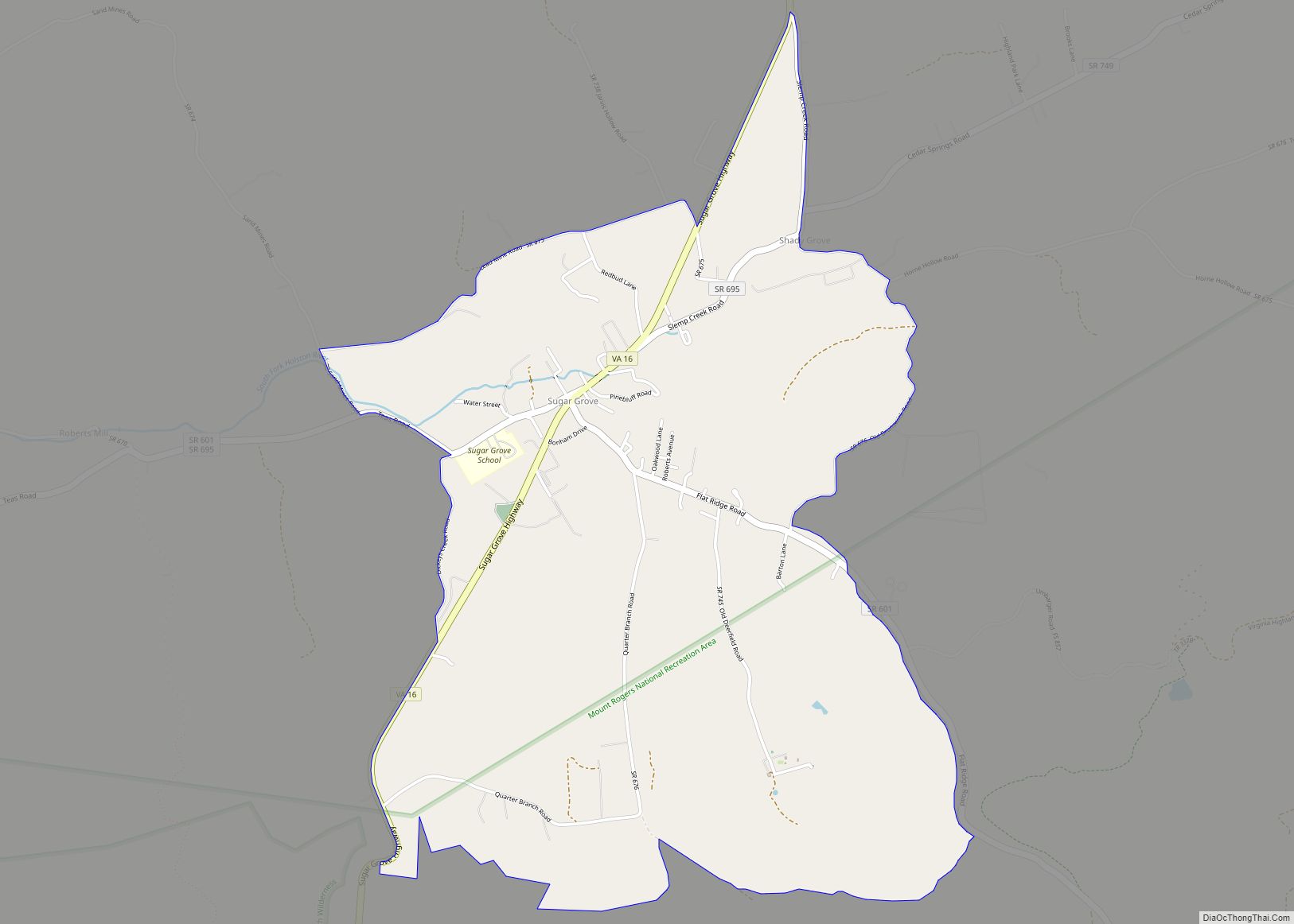 Map of Sugar Grove CDP, Virginia