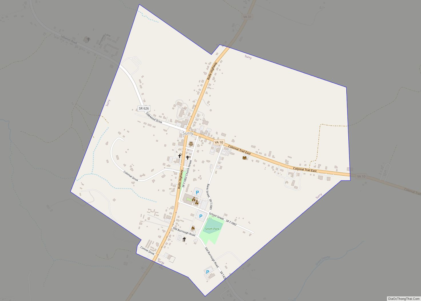 Map of Surry town