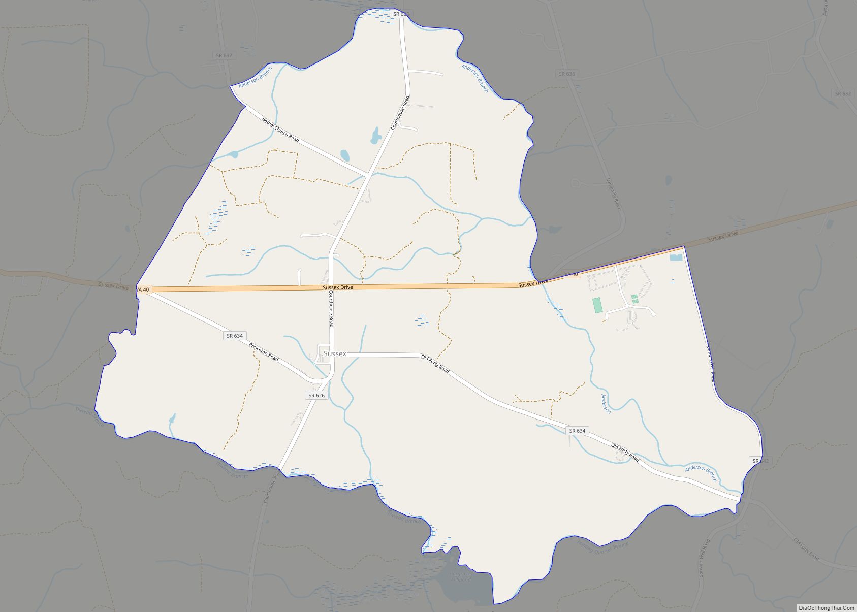 Map of Sussex CDP, Virginia