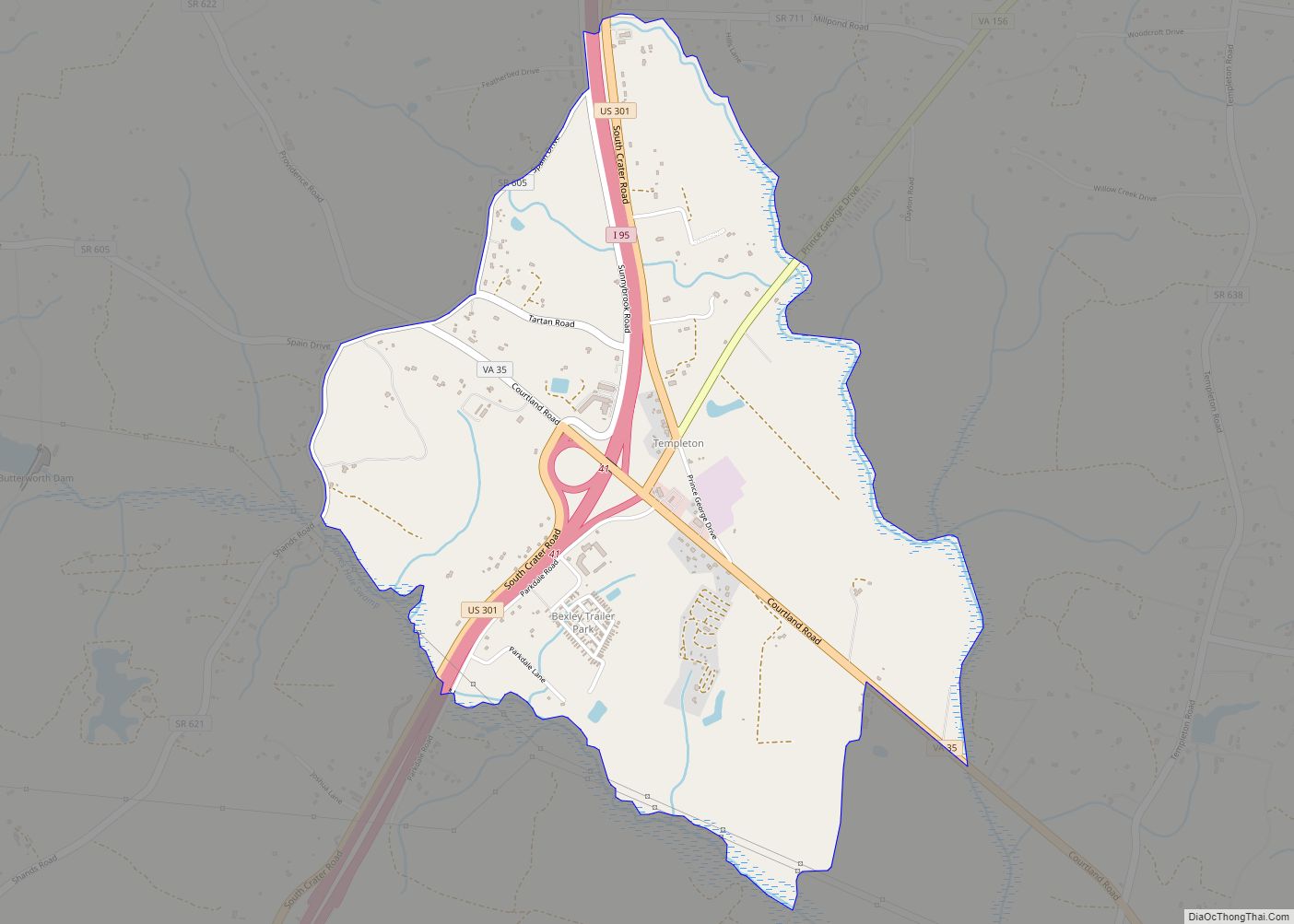 Map of Templeton CDP, Virginia