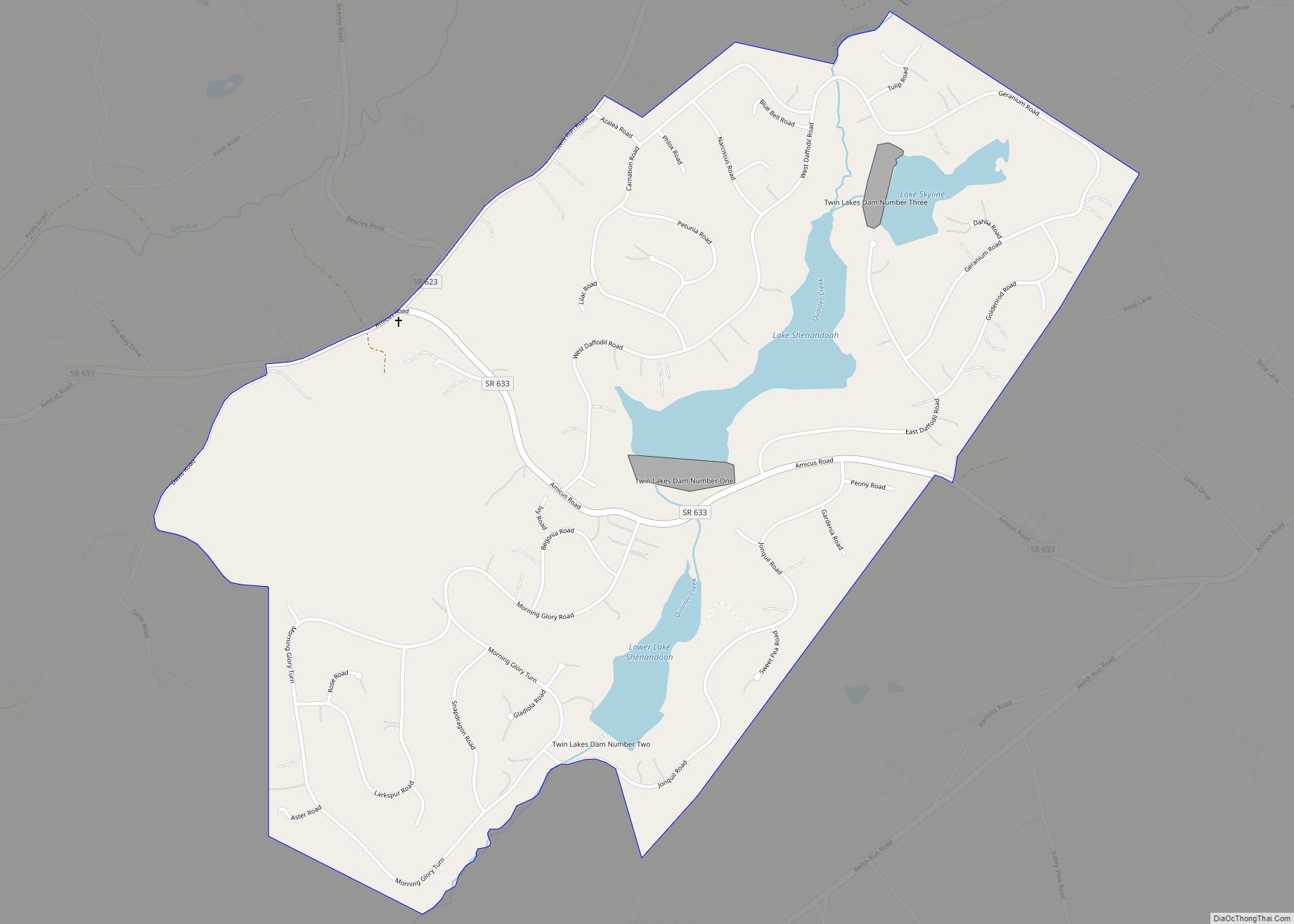 Map of Twin Lakes CDP, Virginia