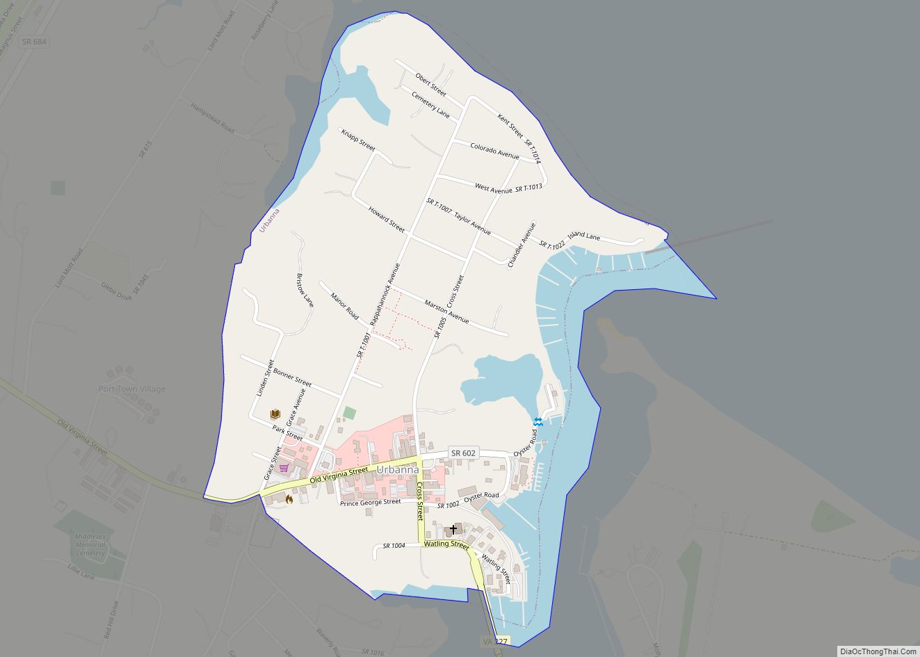 Map of Urbanna town