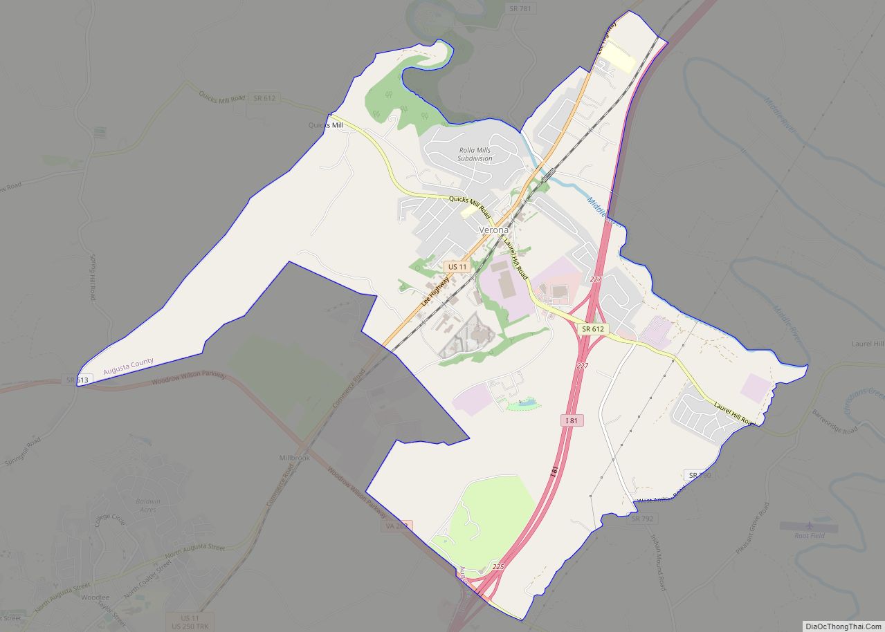 Map of Verona CDP, Virginia