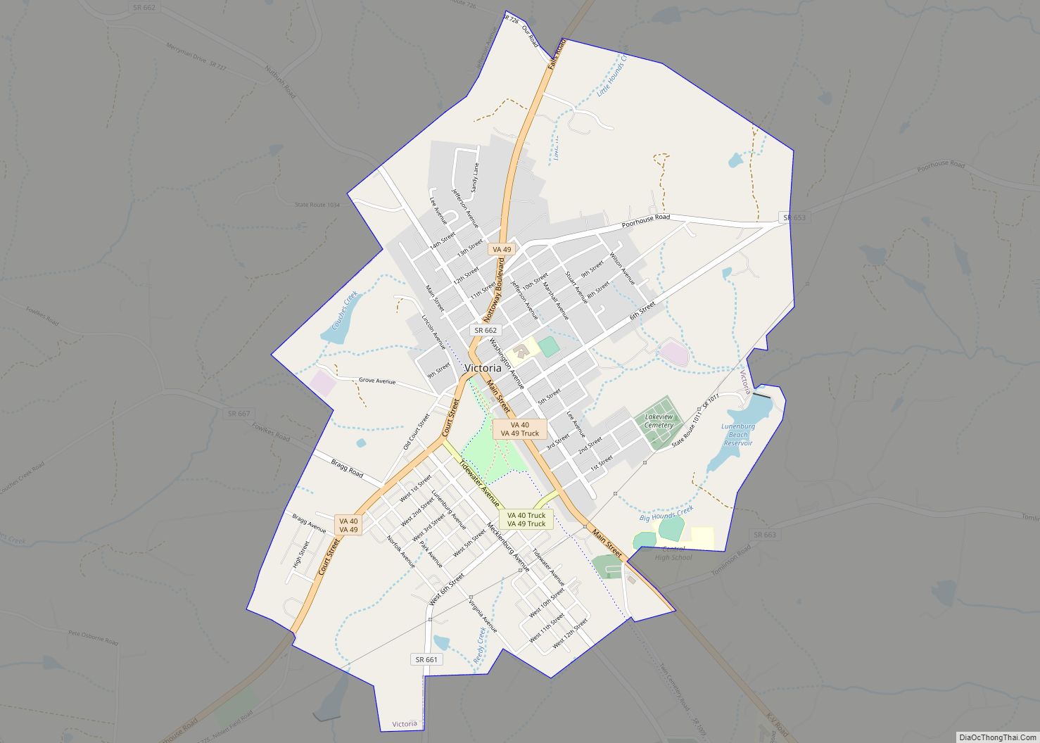 Map of Victoria town, Virginia