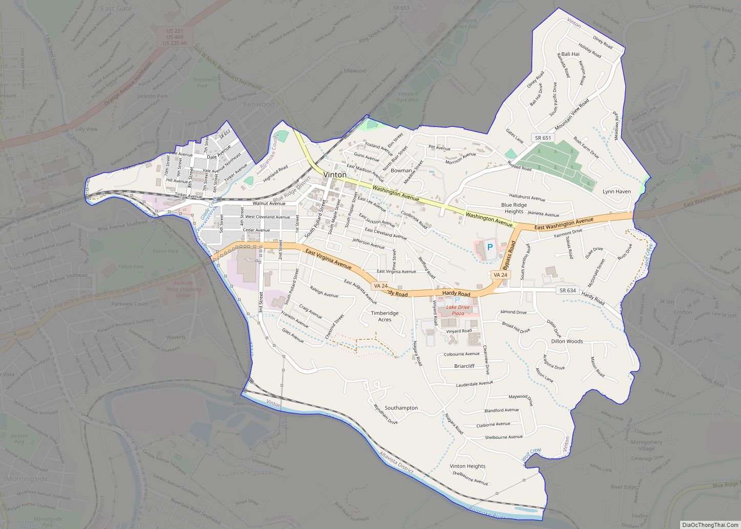 Map of Vinton town, Virginia