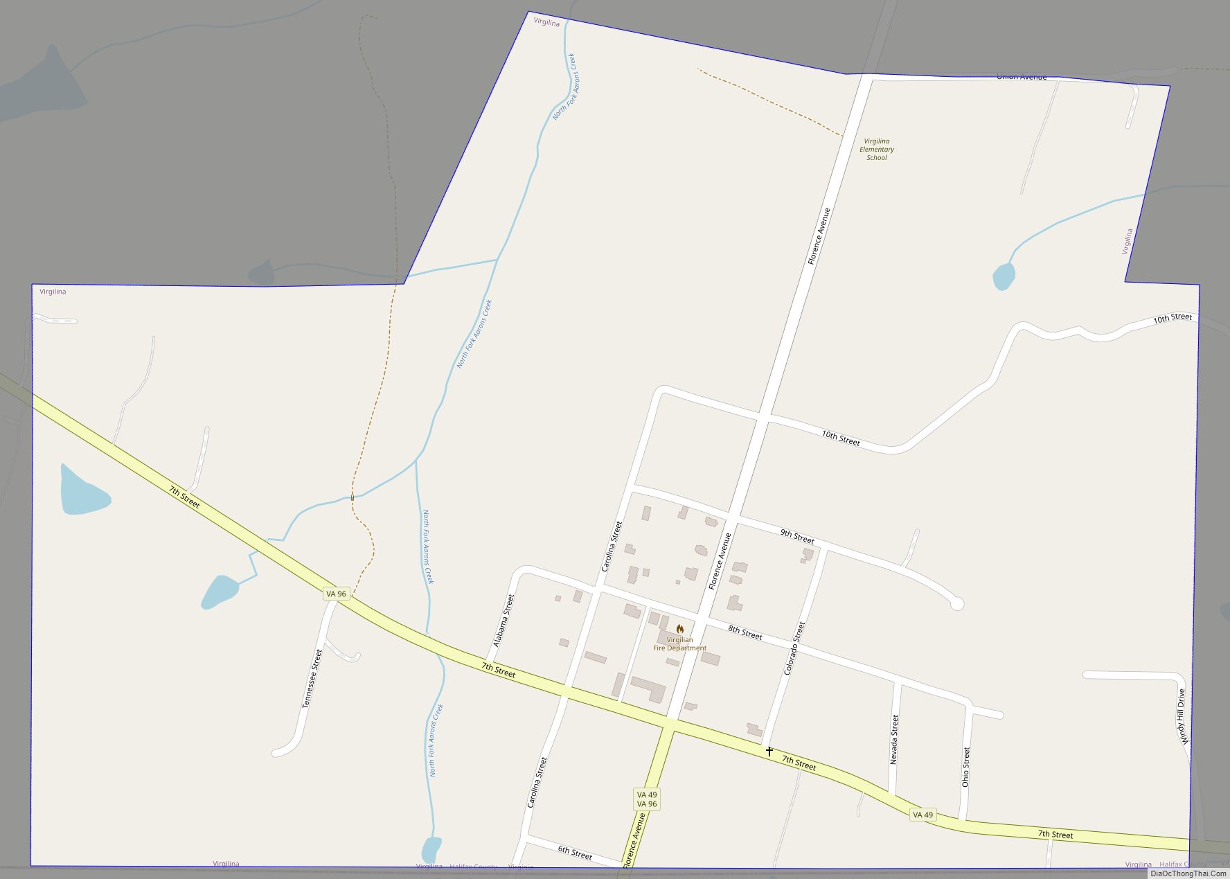 Map of Virgilina town