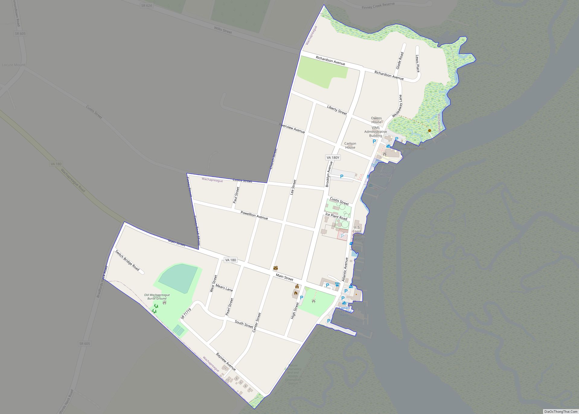 Map of Wachapreague town