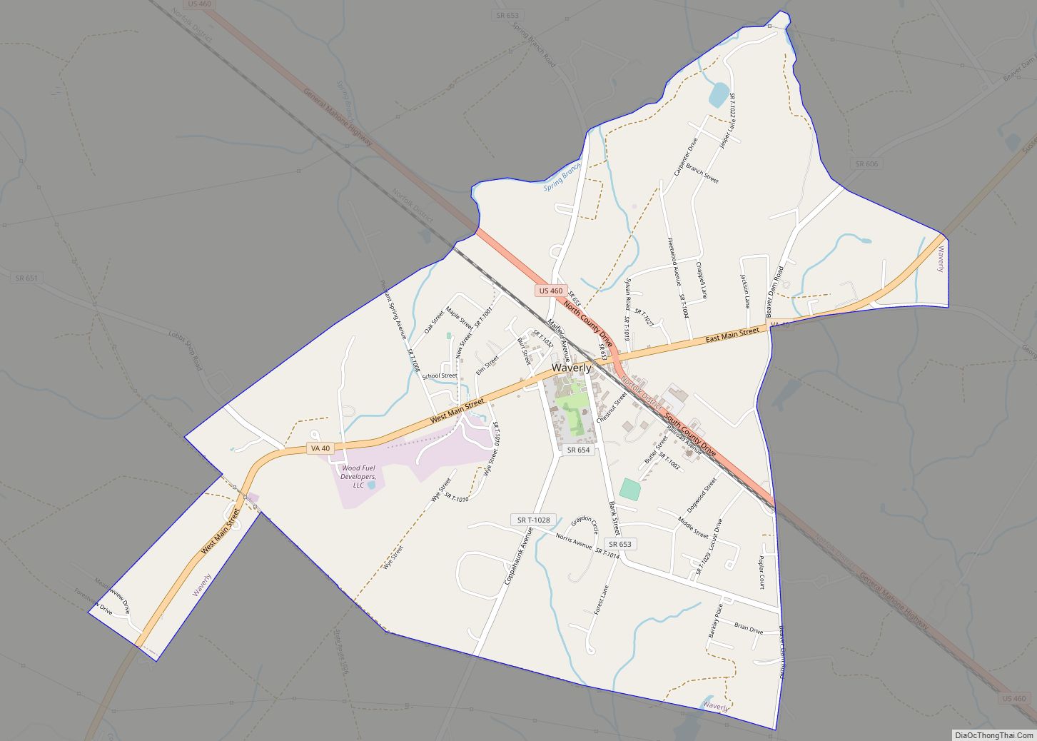 Map of Waverly town, Virginia