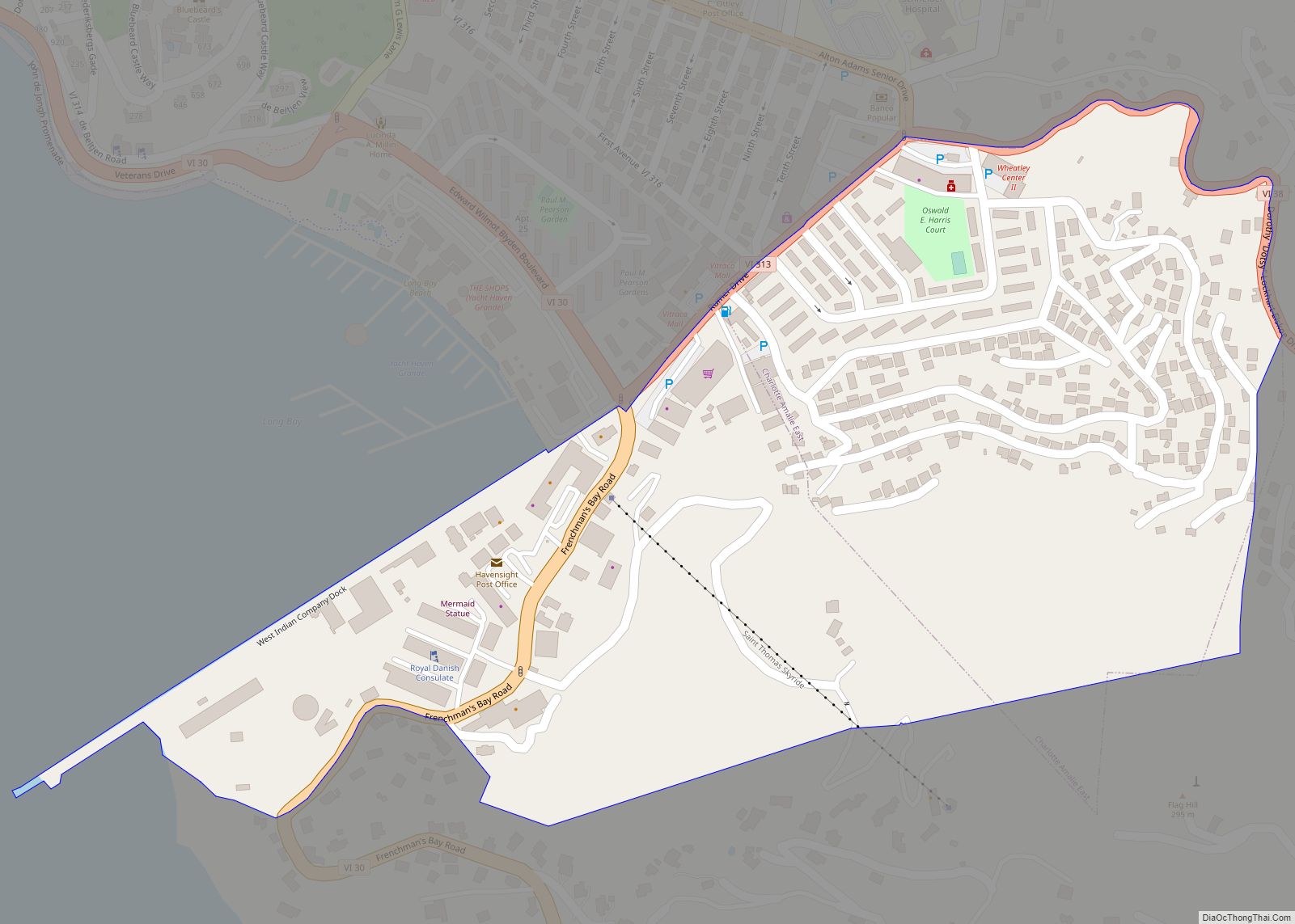 Map of Charlotte Amalie East CDP