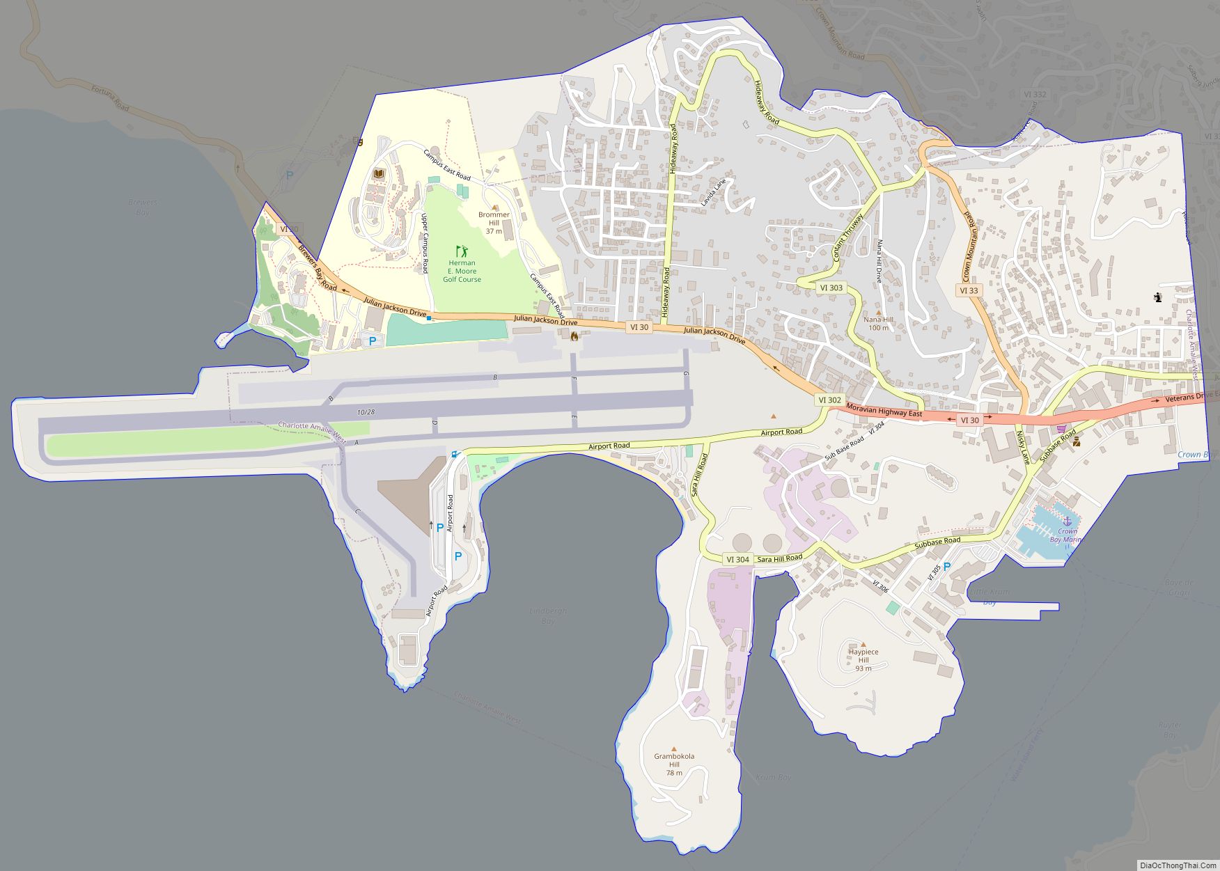 Map of Charlotte Amalie West CDP