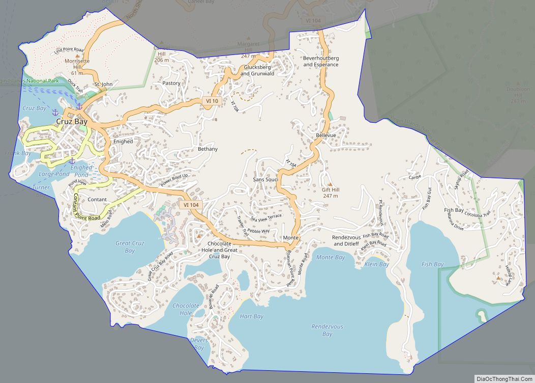 Map of Cruz Bay CDP