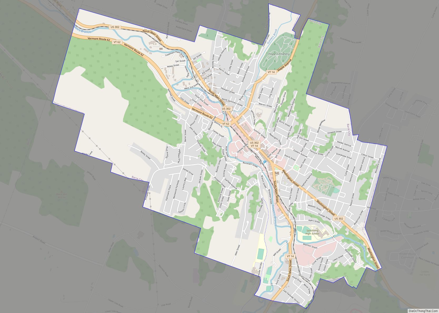 Map of Barre city, Vermont