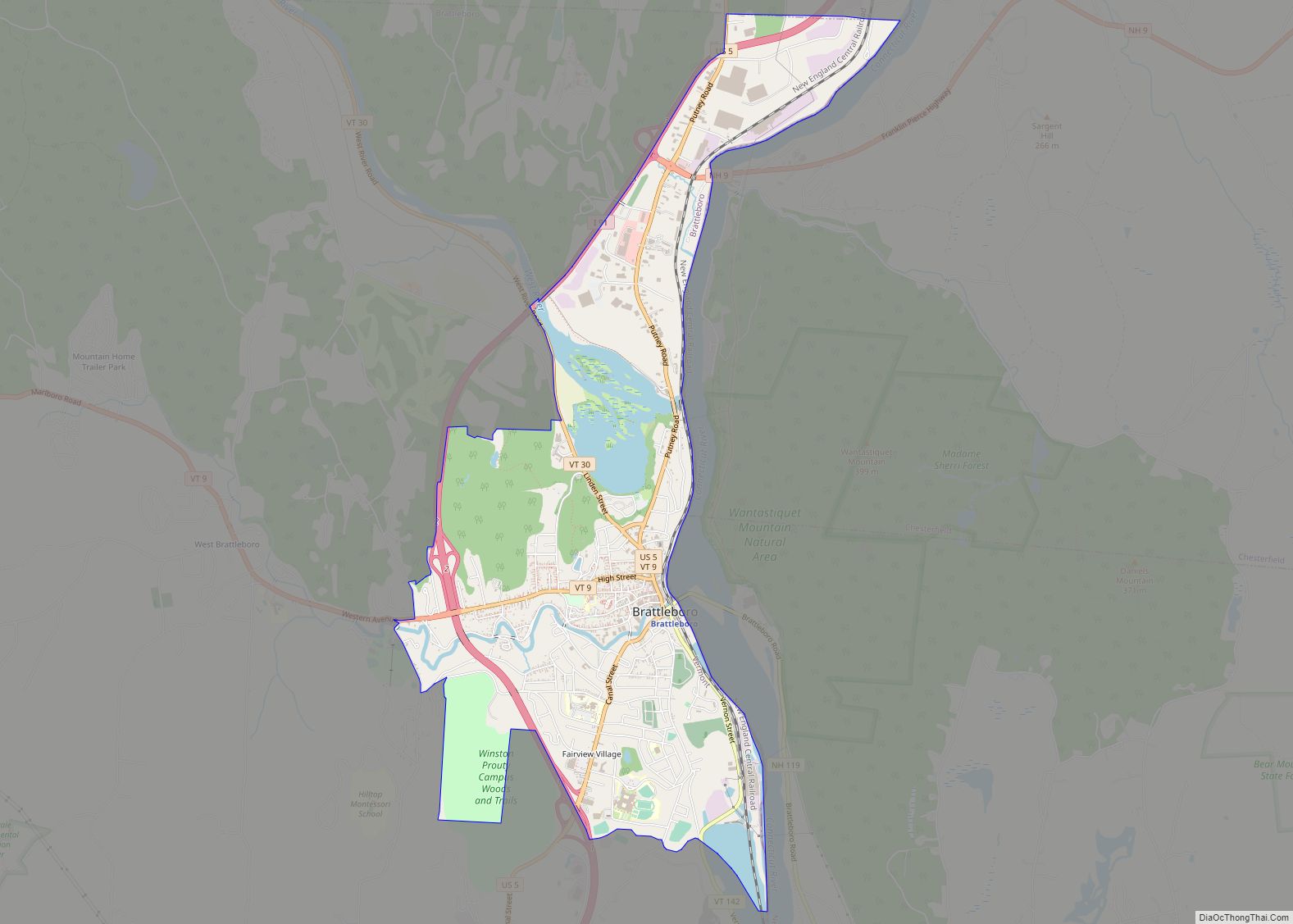 Map of Brattleboro CDP