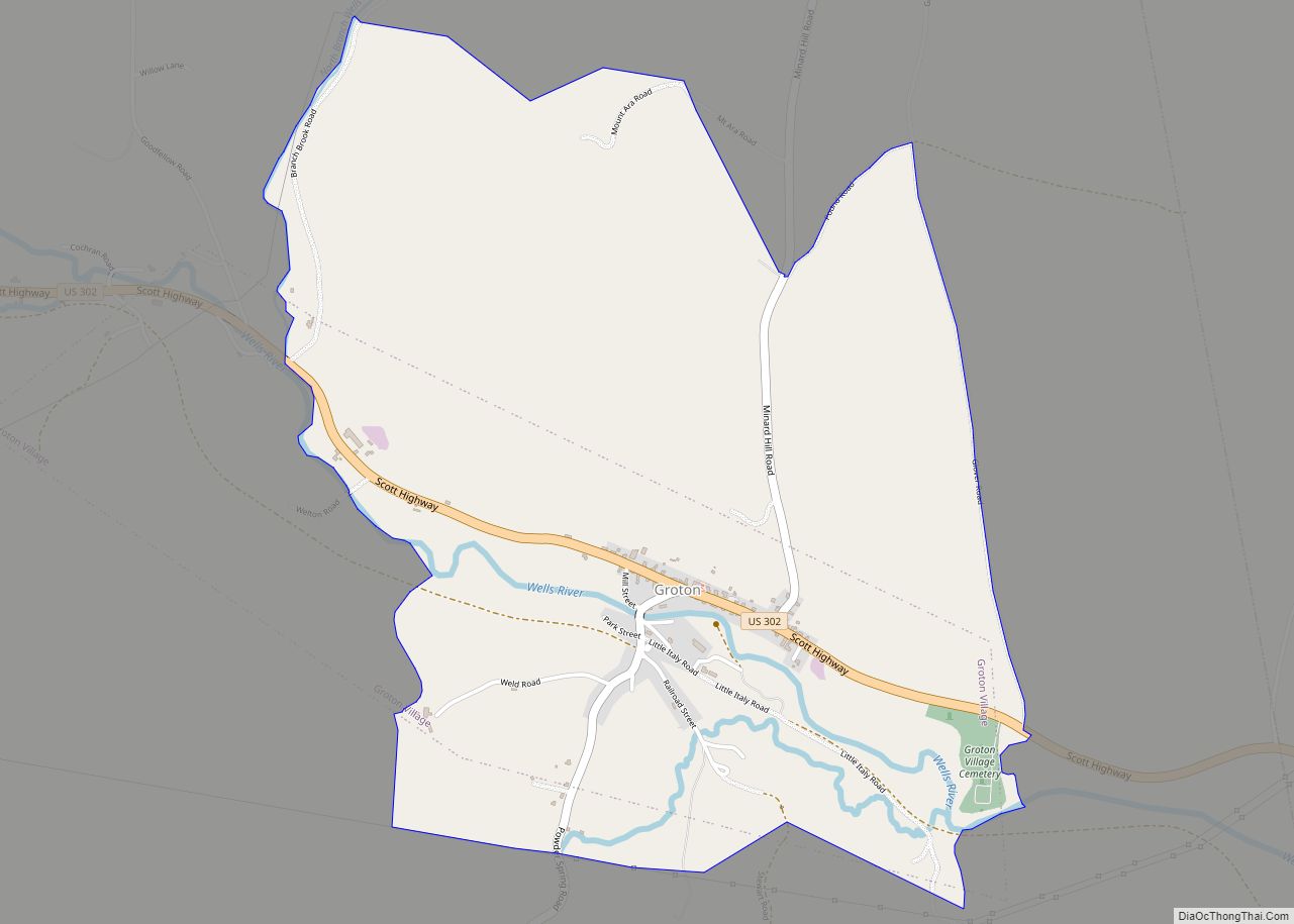 Map of Groton CDP, Vermont