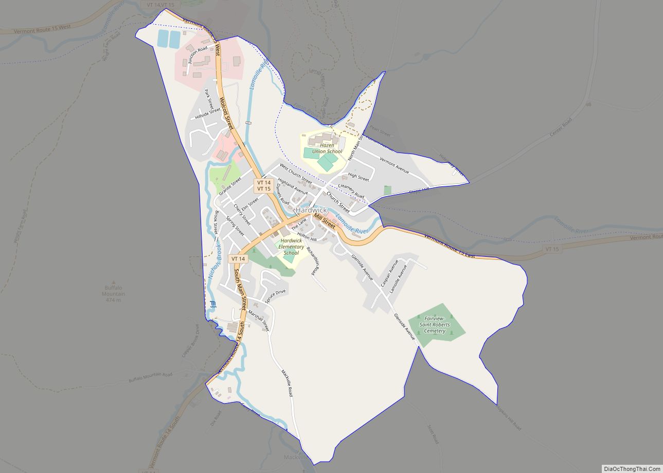 Map of Hardwick CDP, Vermont