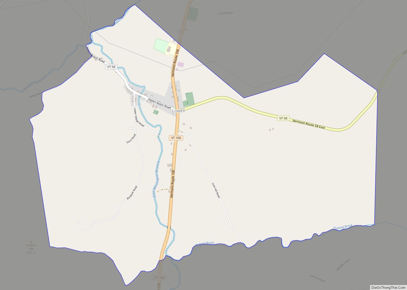 Map of Lowell CDP, Vermont