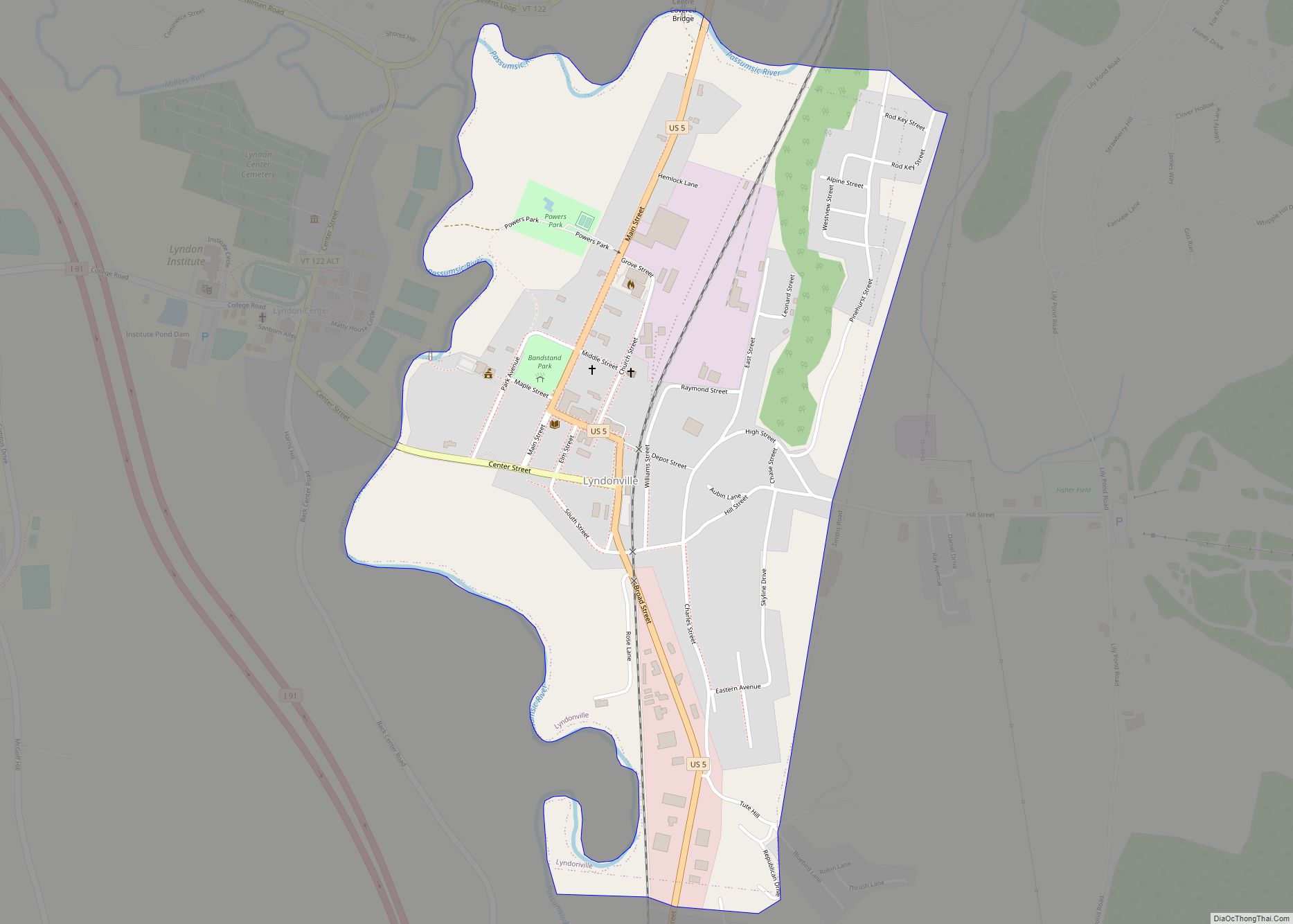 Map of Lyndonville village, Vermont