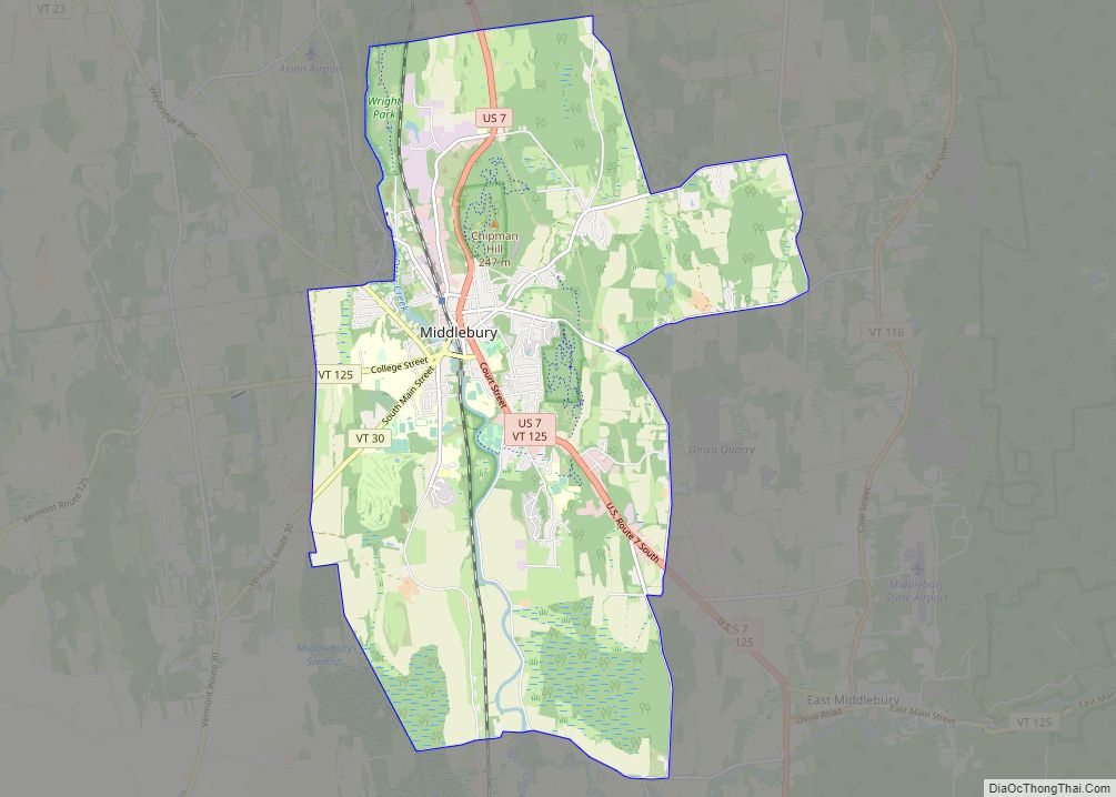 Map of Middlebury CDP, Vermont