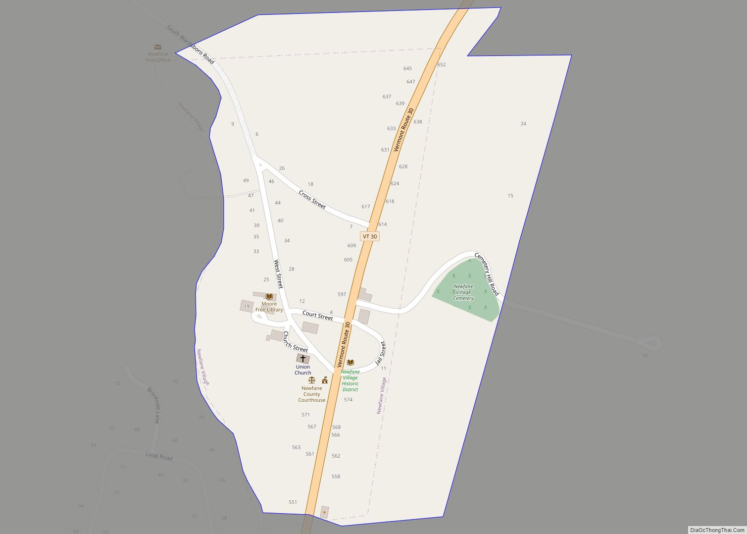 Map of Newfane village, Vermont