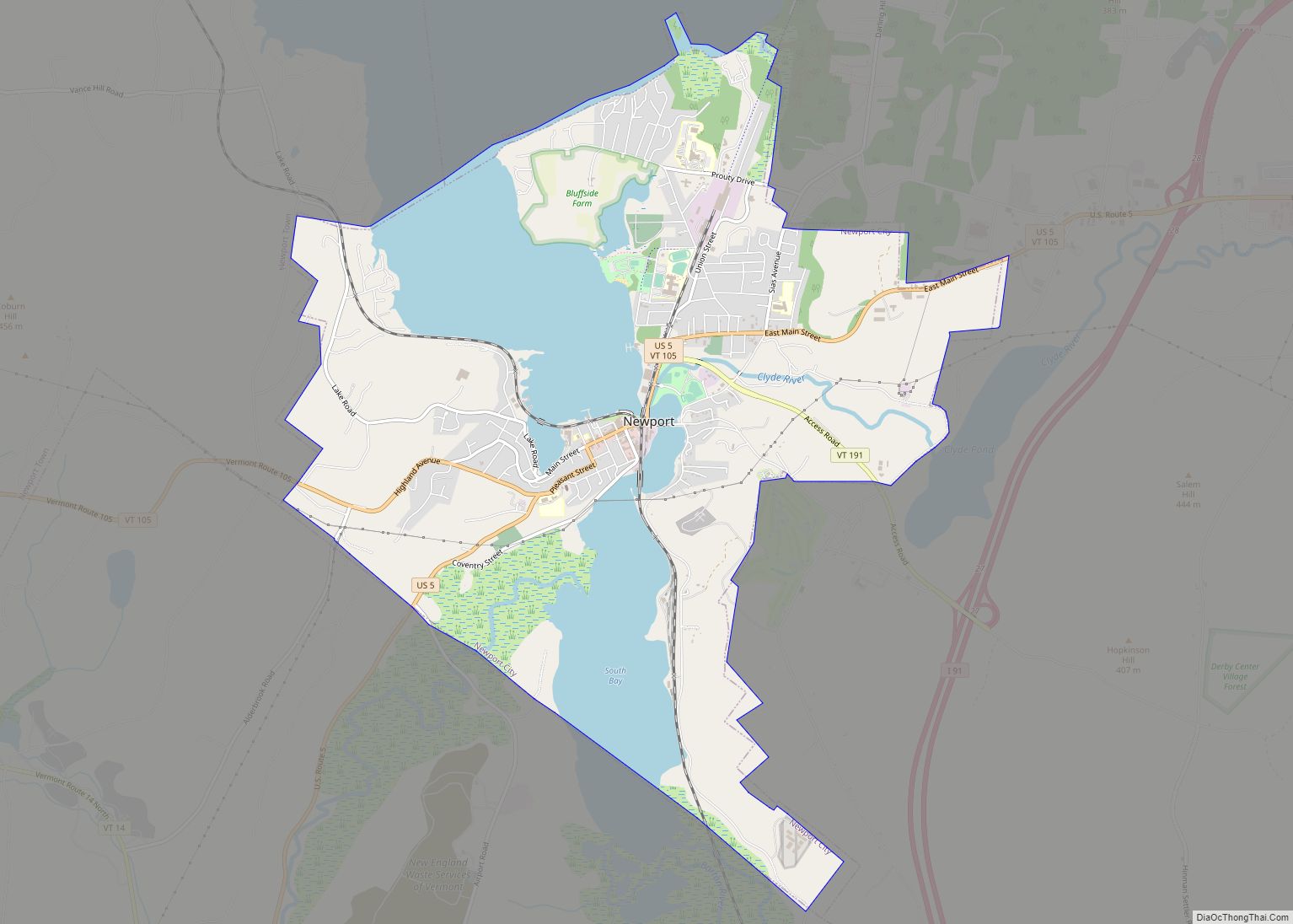 Map of Newport city, Vermont