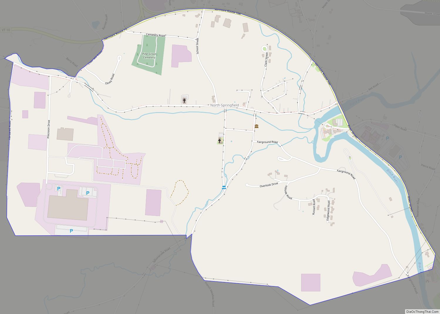 Map of North Springfield CDP, Vermont