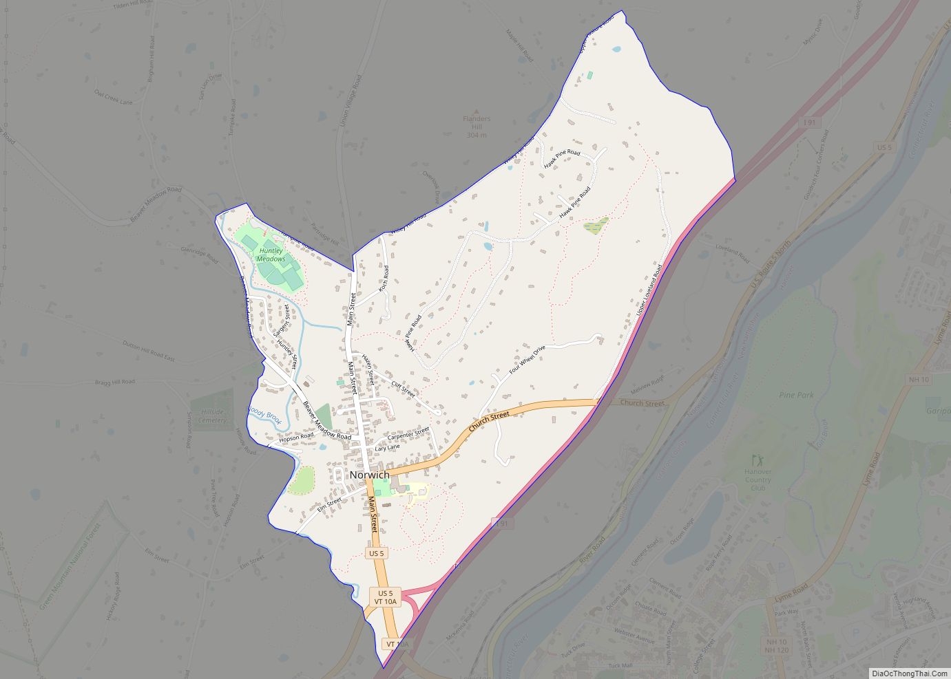 Map of Norwich CDP, Vermont