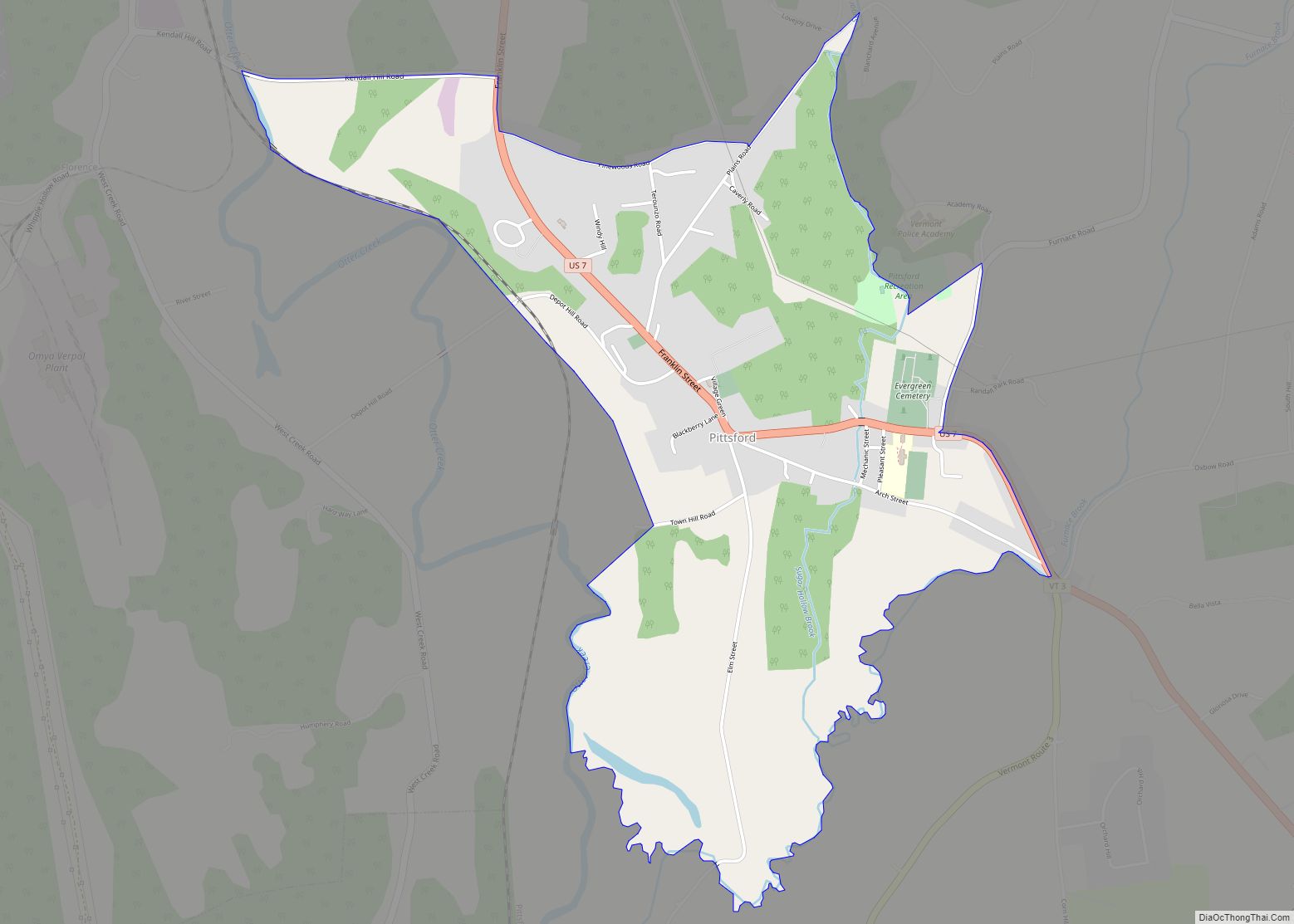 Map of Pittsford CDP, Vermont