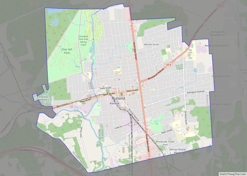 Map of Rutland city, Vermont