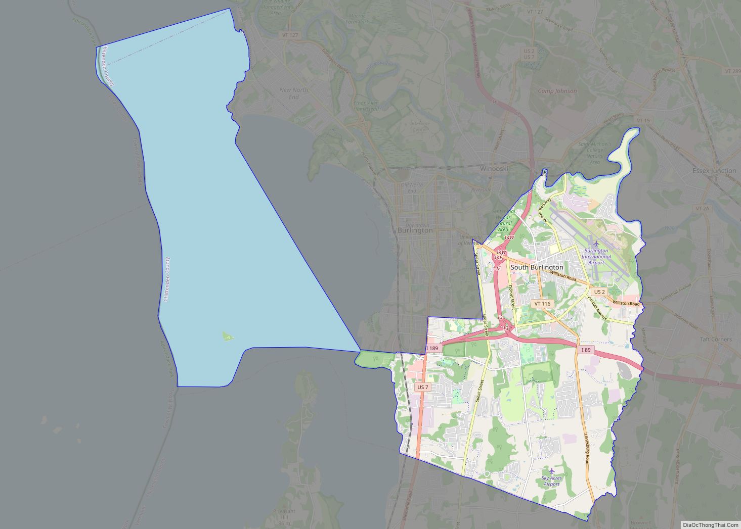 Map of South Burlington city