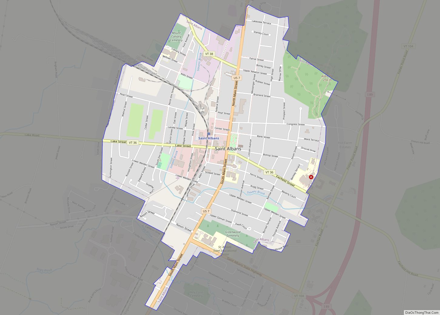 Map of St. Albans city, Vermont