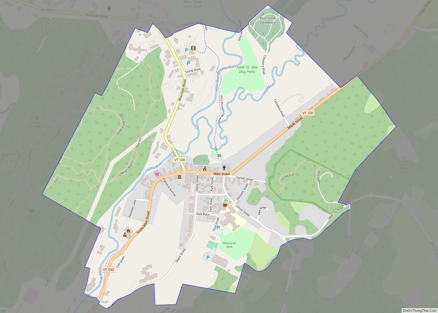 Map Of Stowe CDP Vermont   Stowe 