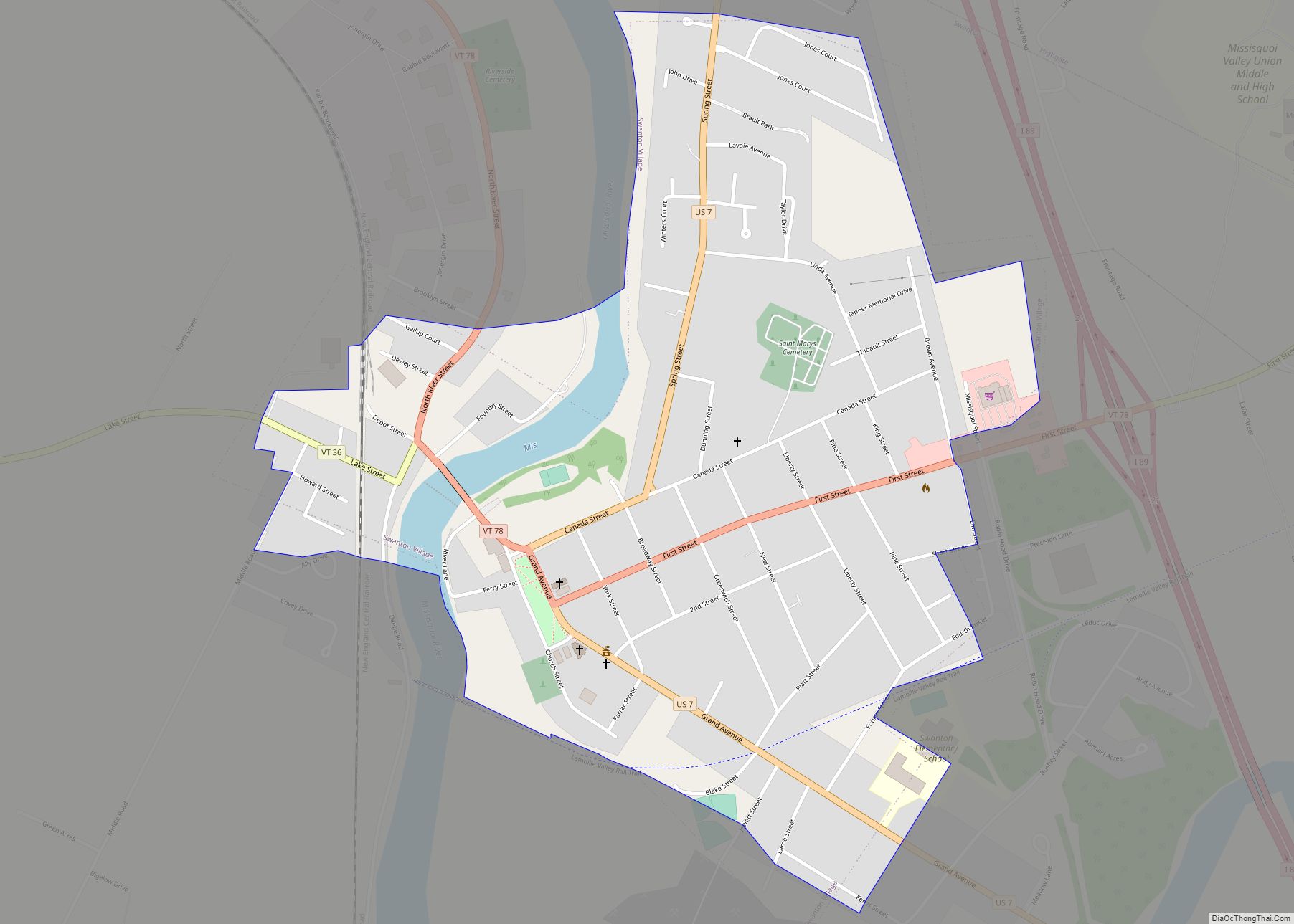 Map of Swanton village, Vermont