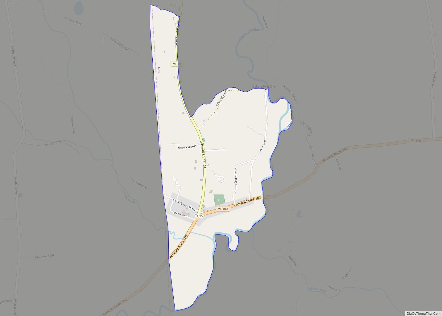 Map of Troy CDP, Vermont