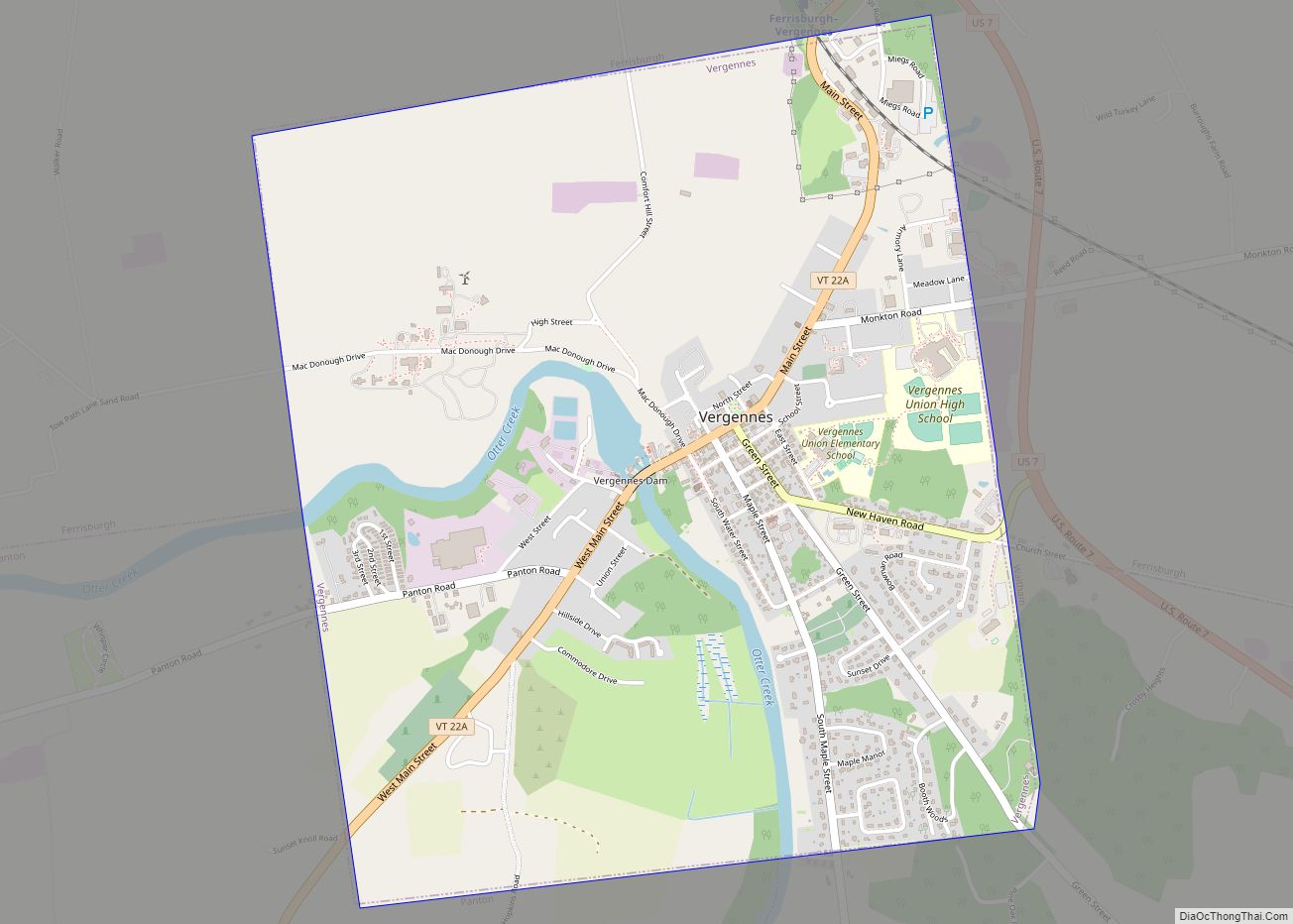 Map of Vergennes city, Vermont