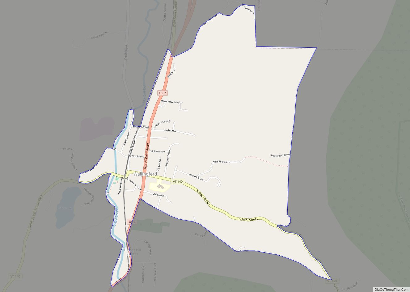 Map of Wallingford CDP, Vermont