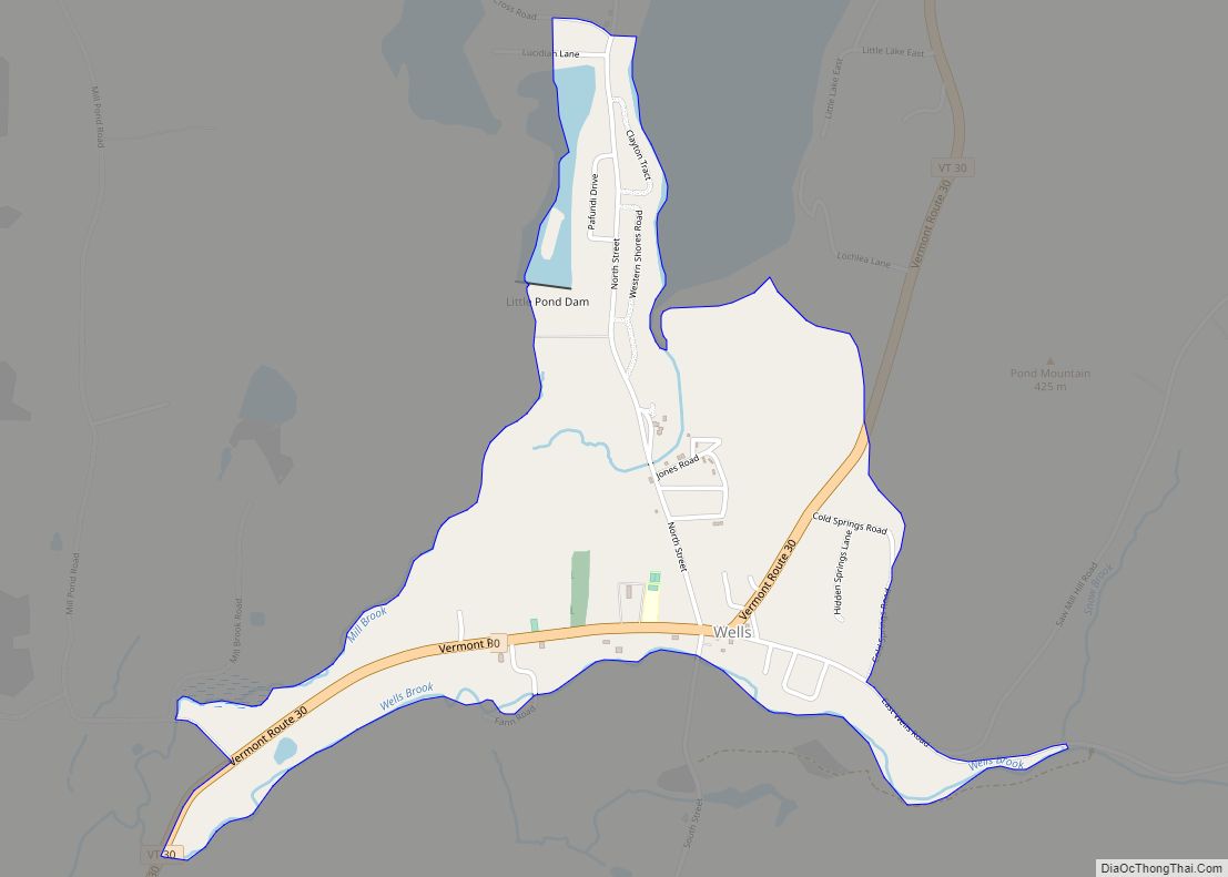 Map of Wells CDP, Vermont