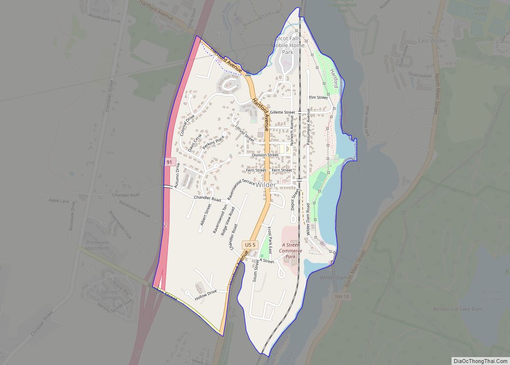 Map of Wilder CDP, Vermont