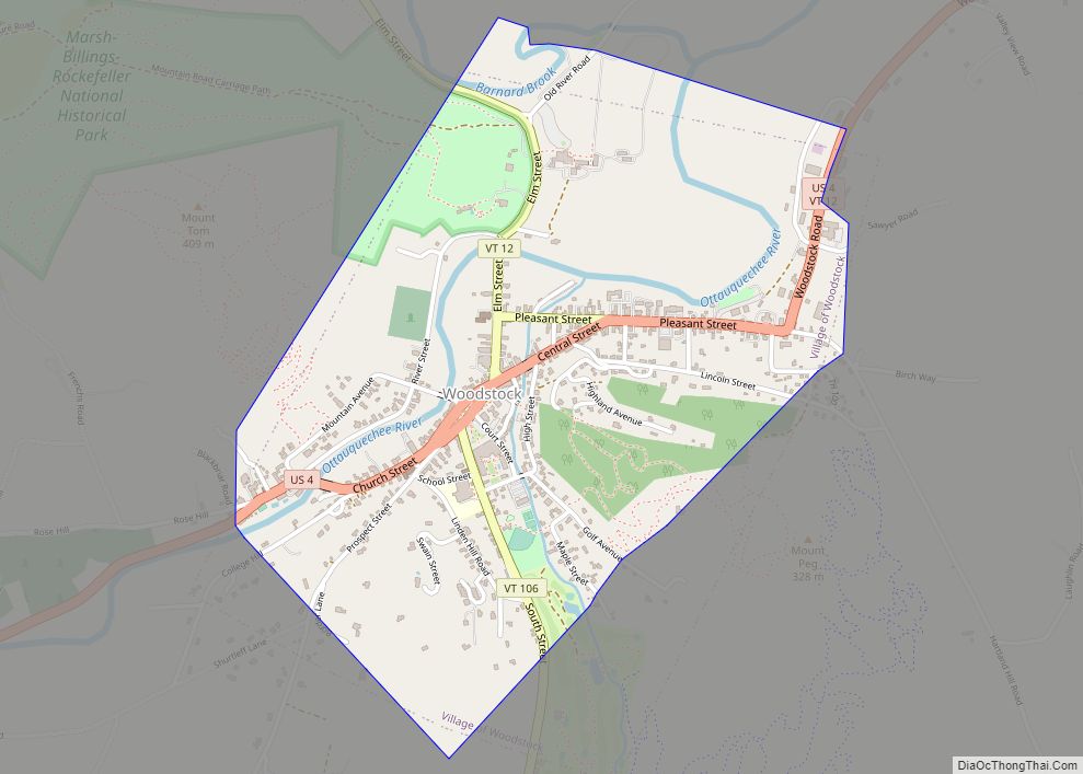 Map of Woodstock village, Vermont