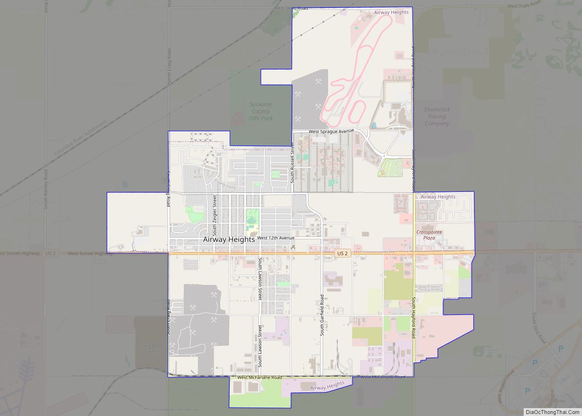 Map of Airway Heights city