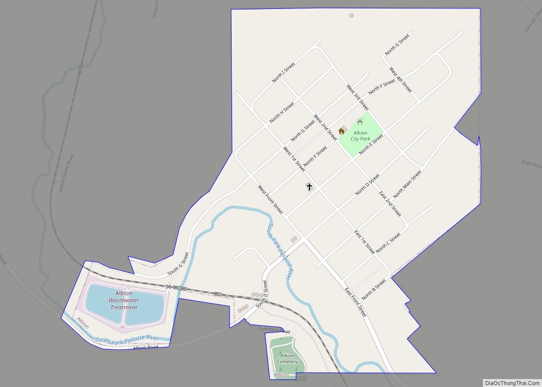 Map of Albion town, Washington