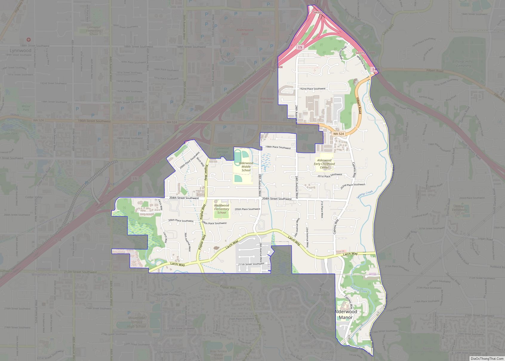 Map of Alderwood Manor CDP