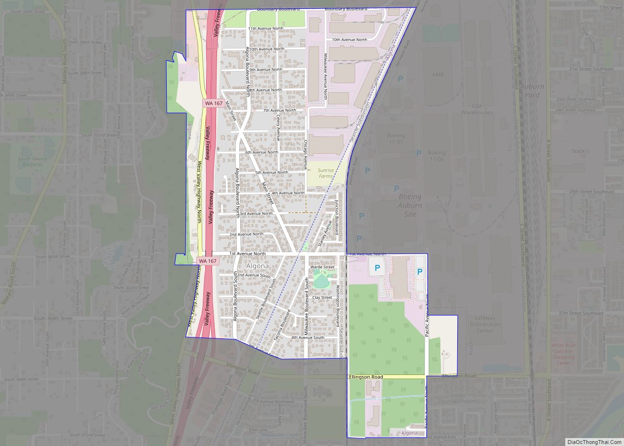 Map of Algona city, Washington