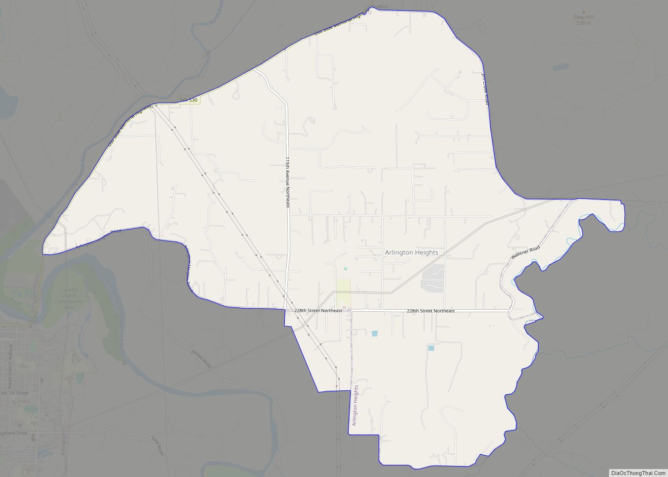 Map of Arlington Heights CDP, Washington