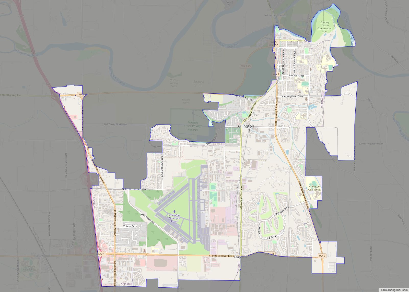 Map of Arlington city, Washington