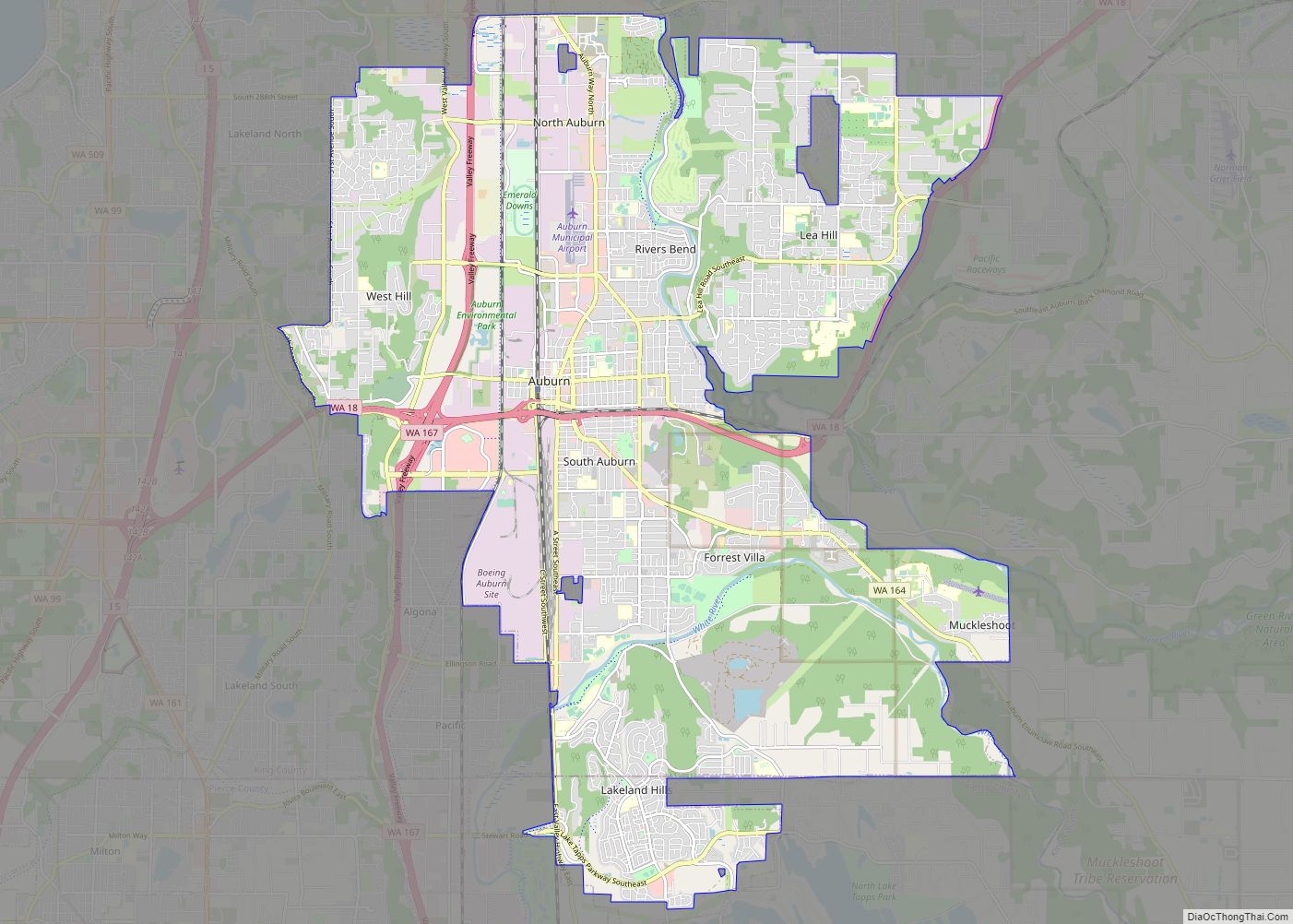 Map of Auburn city, Washington