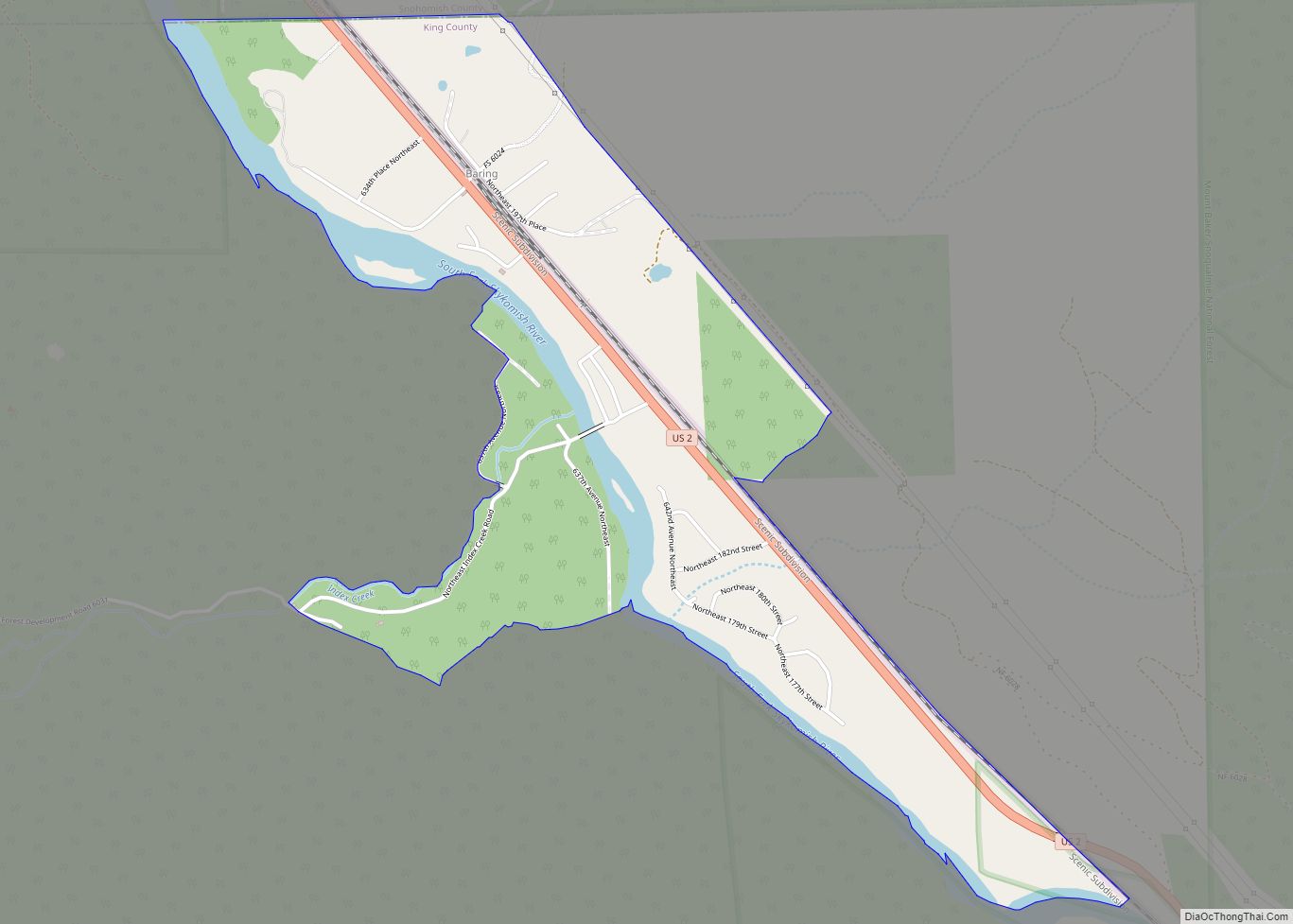 Map of Baring CDP, Washington