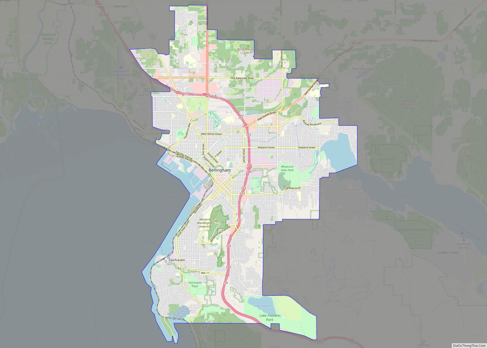 Map of Bellingham city, Washington