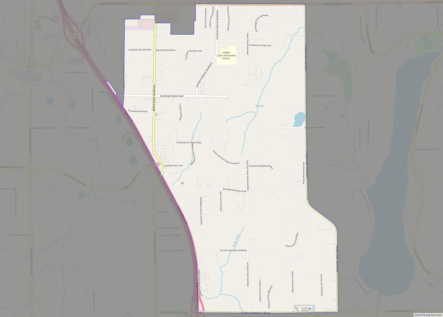 Map of Bethel CDP, Washington