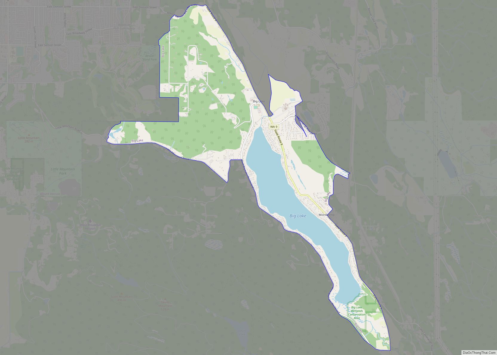 Map of Big Lake CDP, Washington