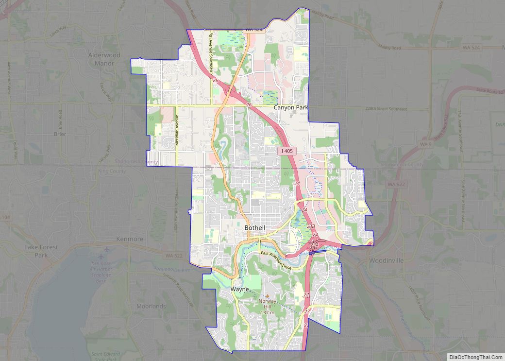 Map of Bothell city